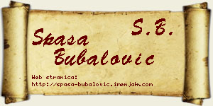 Spasa Bubalović vizit kartica